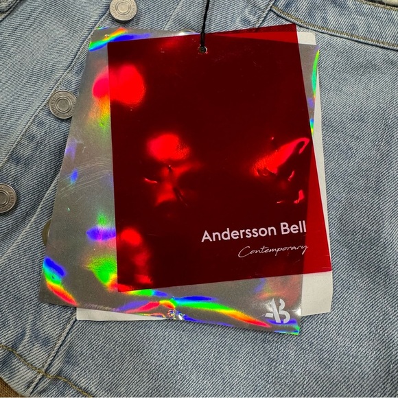 NWT Andersson Bell Skirt Size 26 XS-Small Blue Apron Pleated Denim Mini Skirt - Picture 7 of 13